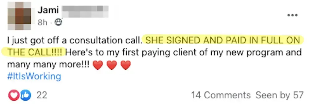 SHE SIGNED AND PAID IN FULL ON THE CALL!