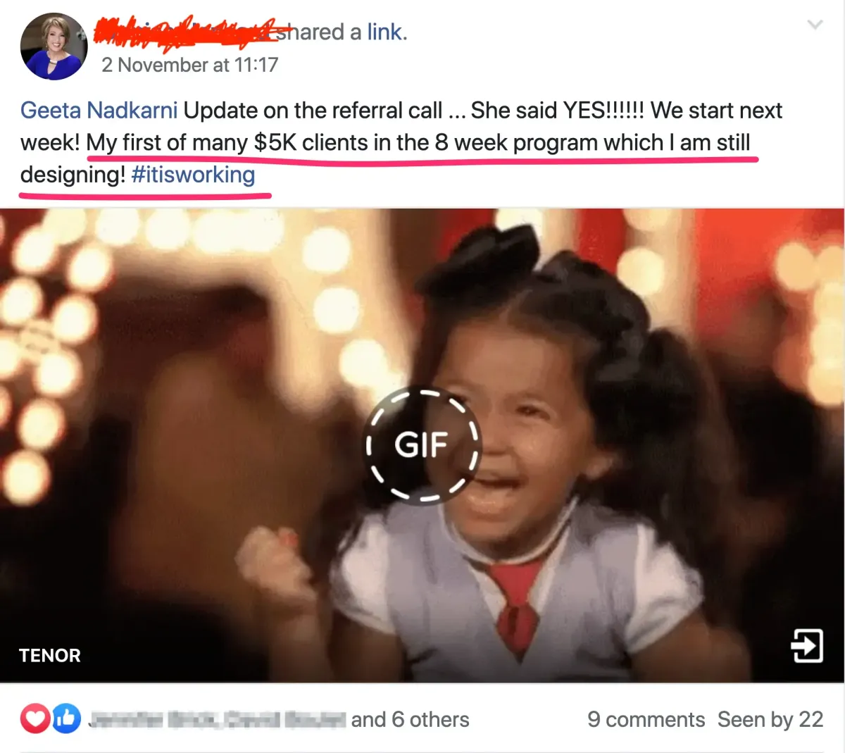 My first of many $5K clients!