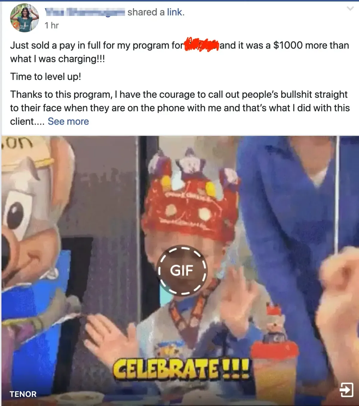 Just sold a pay in full for my program and it was $1000 more than what I was charging