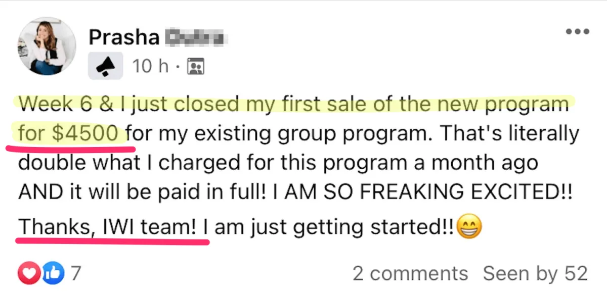 Closed my first sale of the new program for $4500