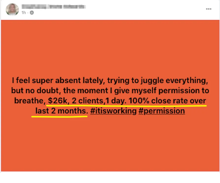 $6k, 2 clients, 1 day. 100% close rate.