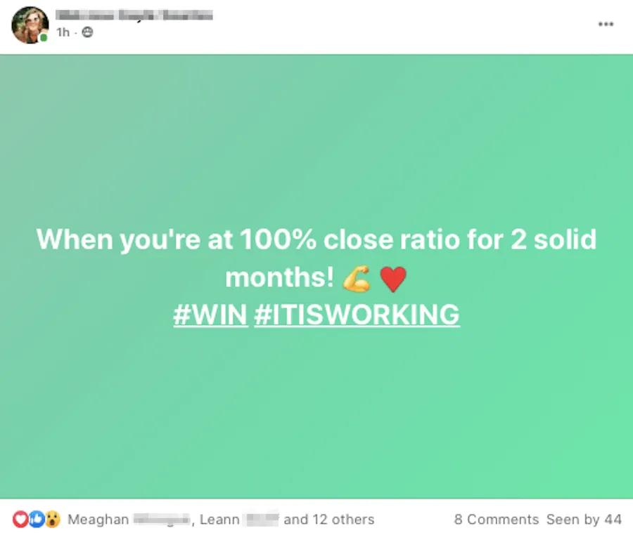 10 close ratio for 2 solid months