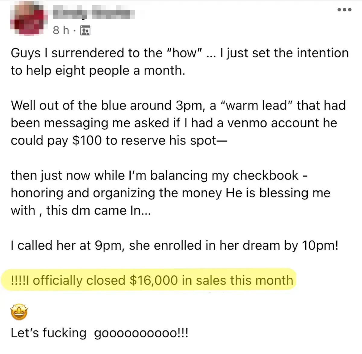 Odfficially closed $16,000 in sales this month