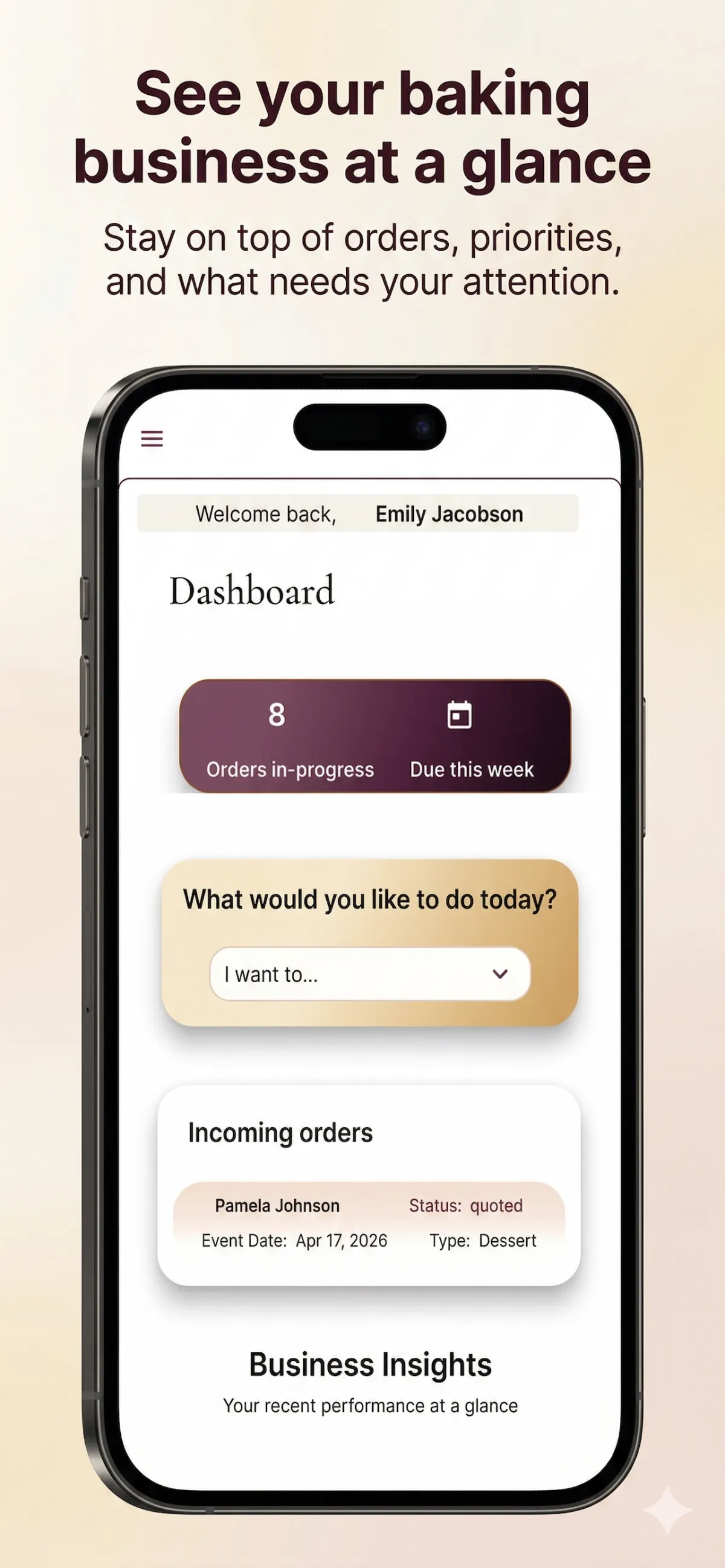 BakersPro Home mobile app preview