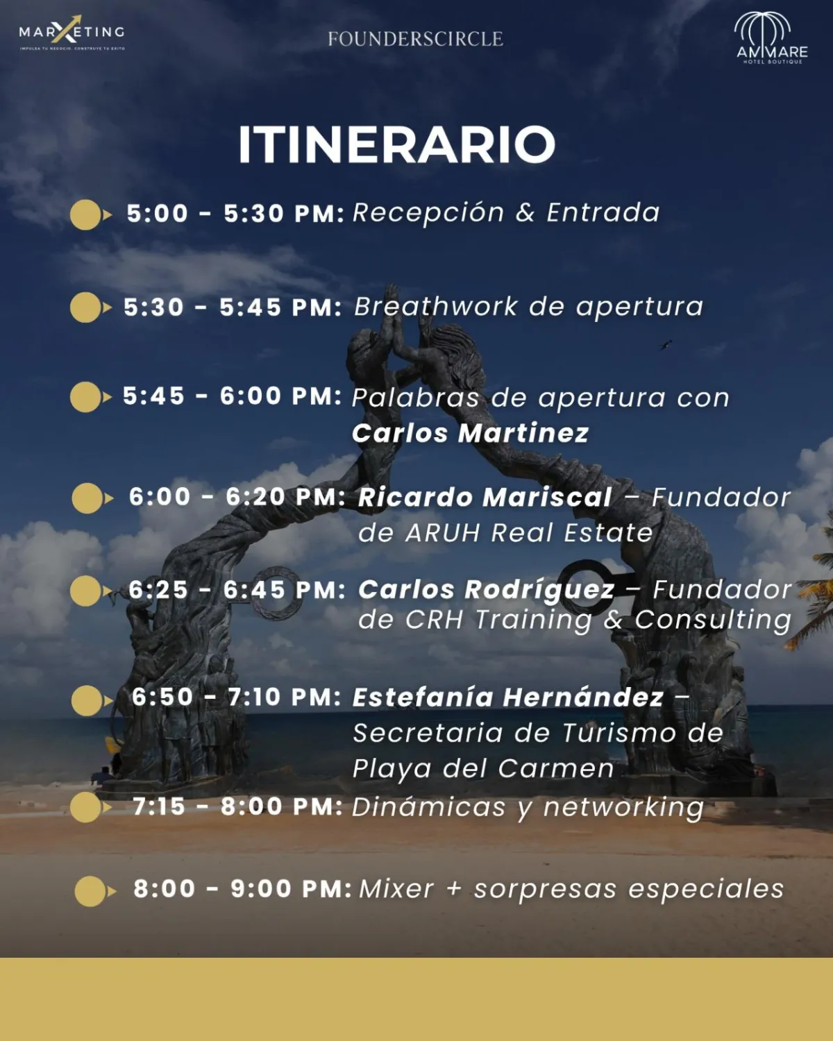 Horario del acto de Founders Circle Evento