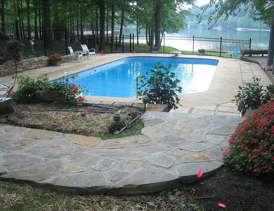 stone pool patio area