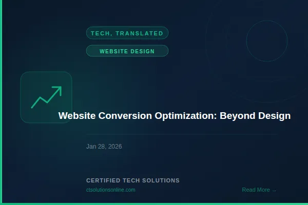 Tech, Translated blog post: Website Conversion Optimization Beyond Design. CTS navy and teal branded header.