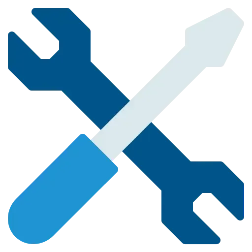 Plumbing maintenance icon with wrench and screwdriver crossed.