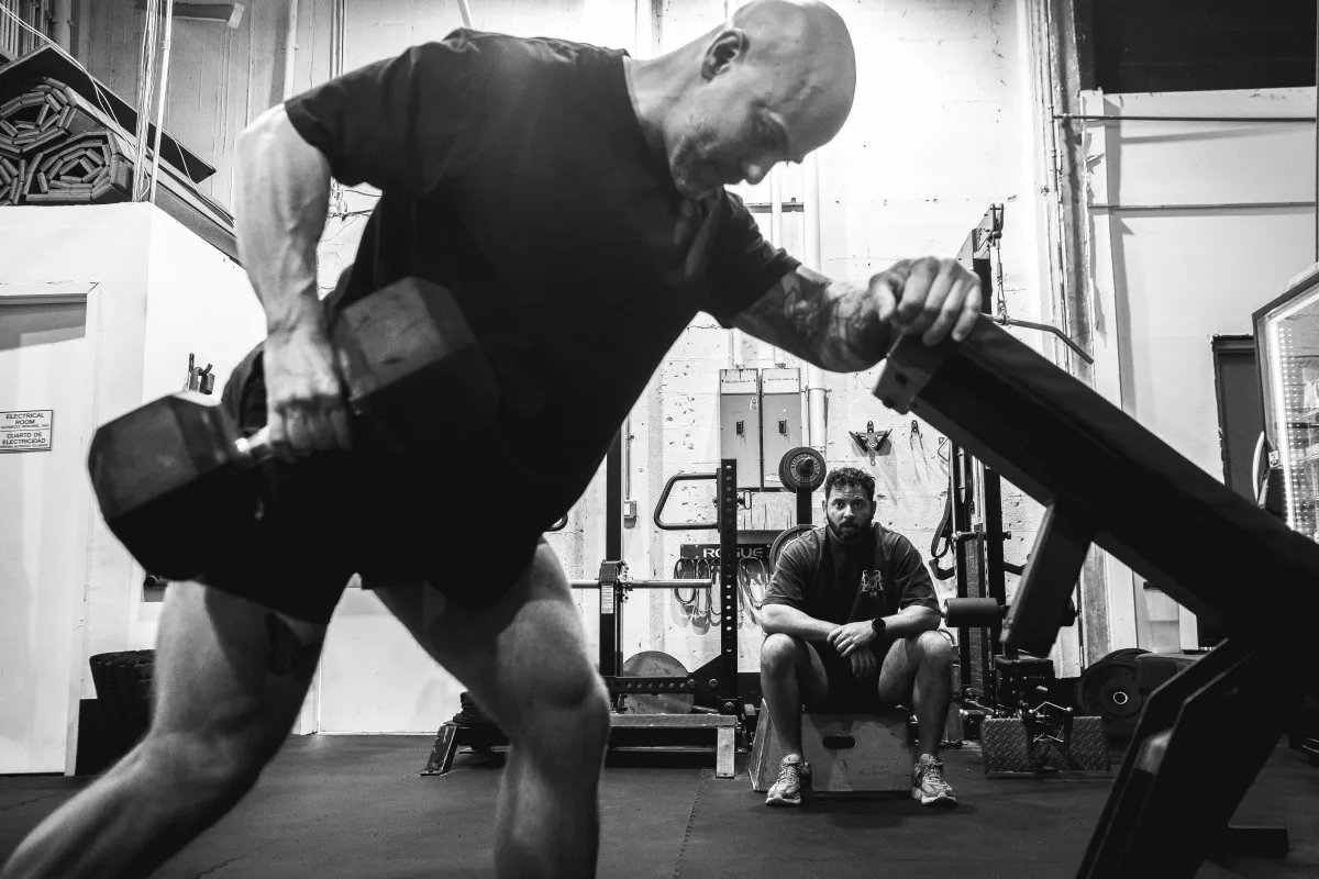 Team Soul member performing strength training during the 18 week bodybuilding cycle