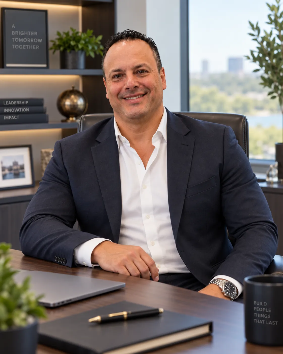 Andreas Andreanidis seated at his desk
