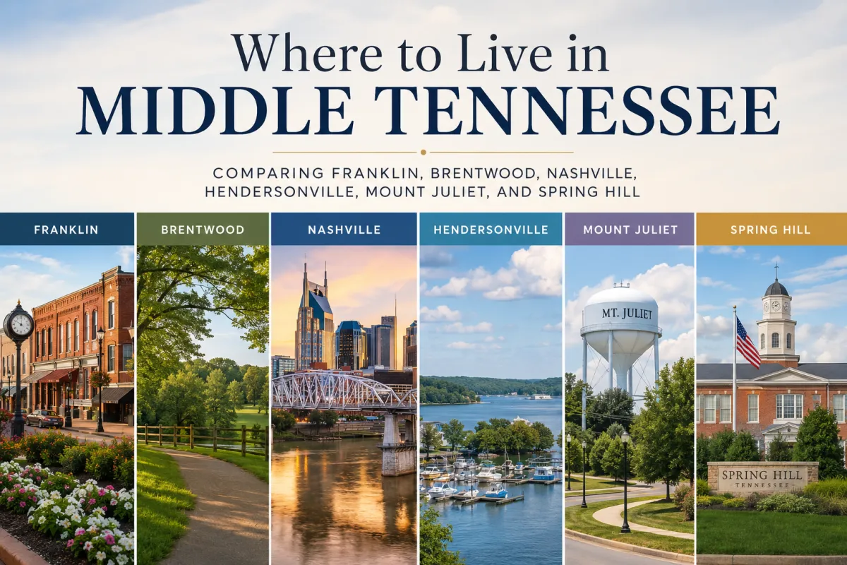 Jay Nelson Realtor helping buyers compare Franklin, Brentwood, Nashville, Hendersonville, Mount Juliet, and Spring Hill communities in Middle Tennessee