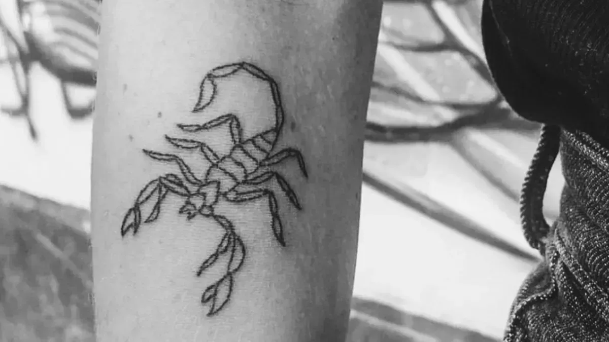 hand-poke-tattoo-scorpion-arm-bude-cornwall