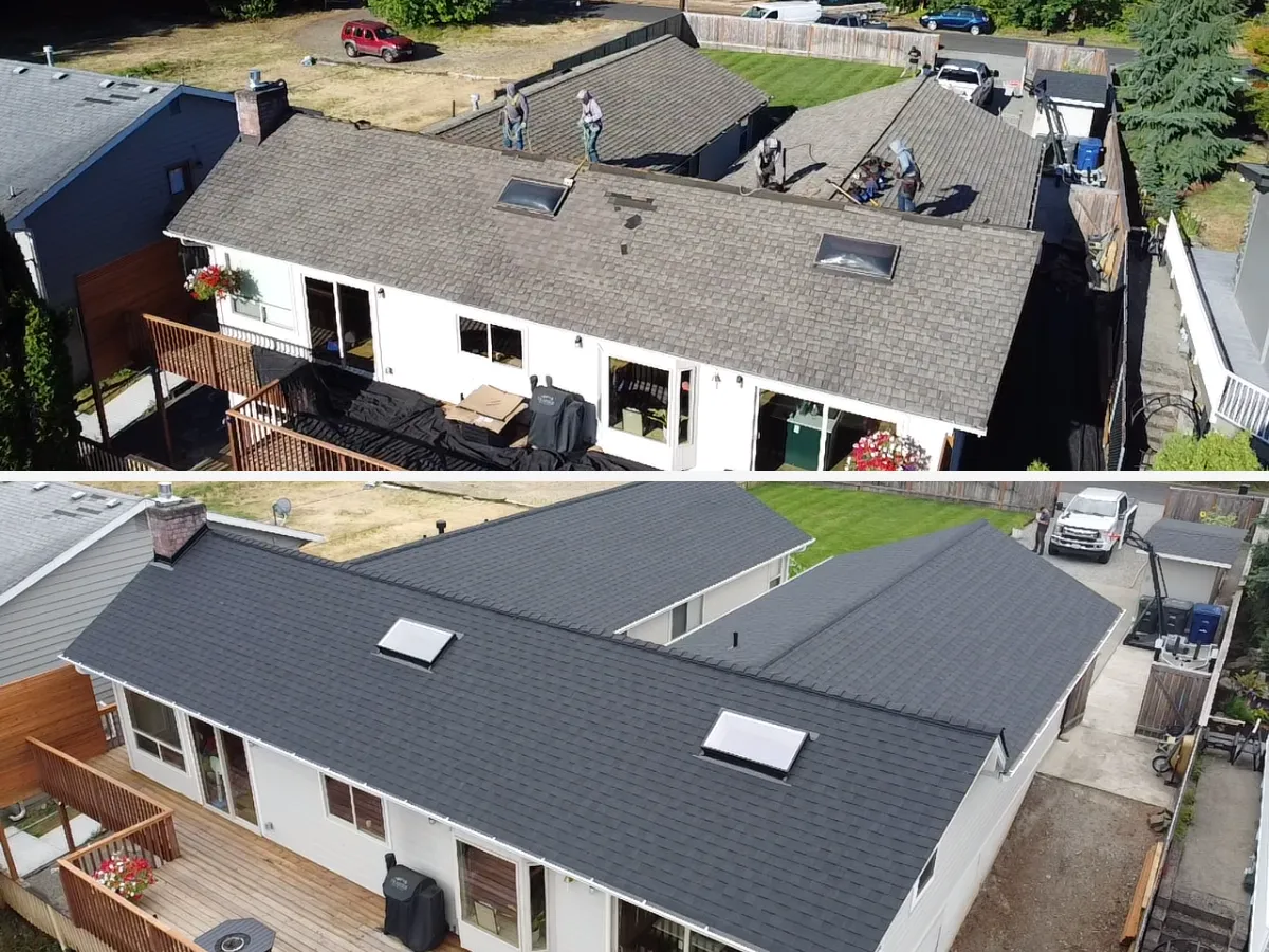 Roosevelt Roofing LLC completing shingle repair on a King County WA residential home