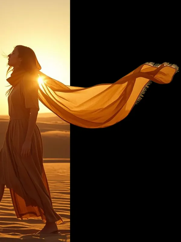 Woman walking barefoot in the desert