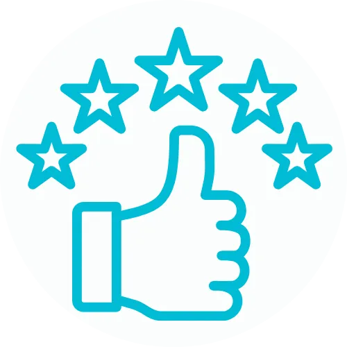 Icono de estrellas para activar flujo de reseñas de pacientes dentales