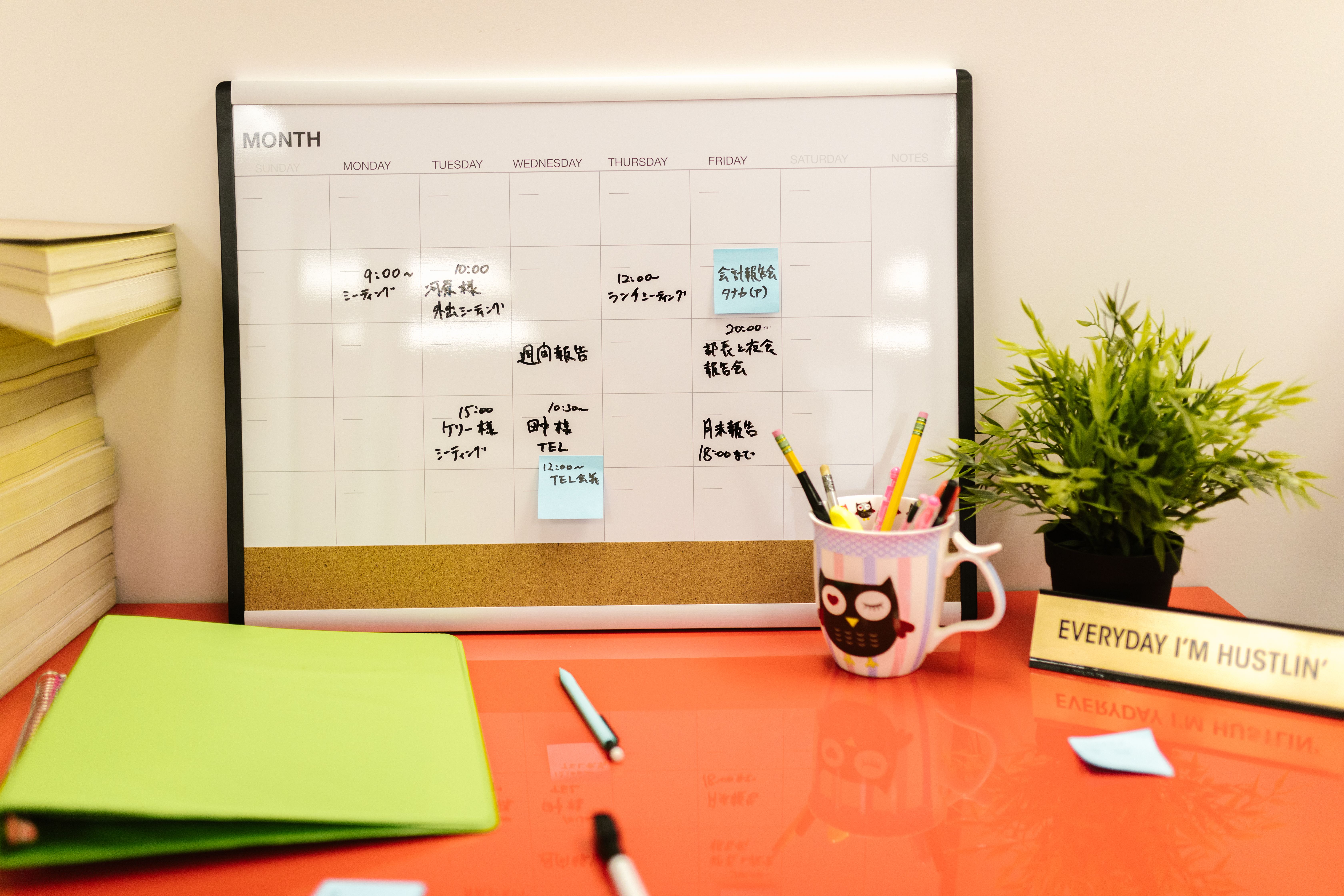 Woman managing her schedule calmly