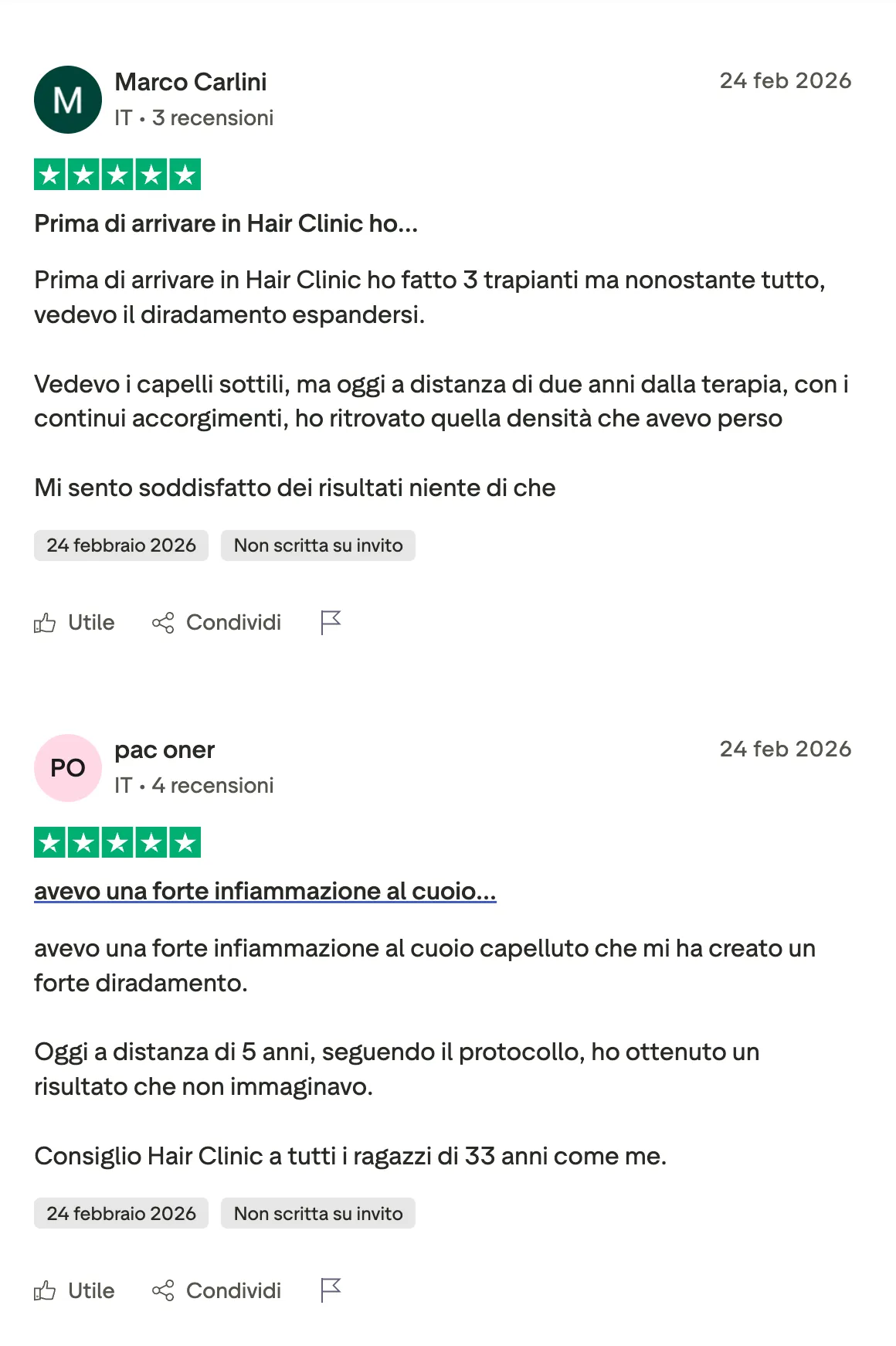 Hairclinic recensioni positive negative