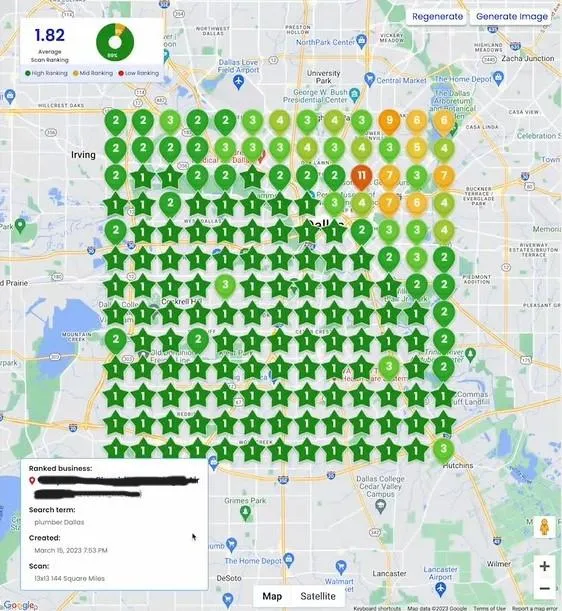 Local SEO heatmap showcasing geo-targeting for enhanced business visibility on Google Maps.