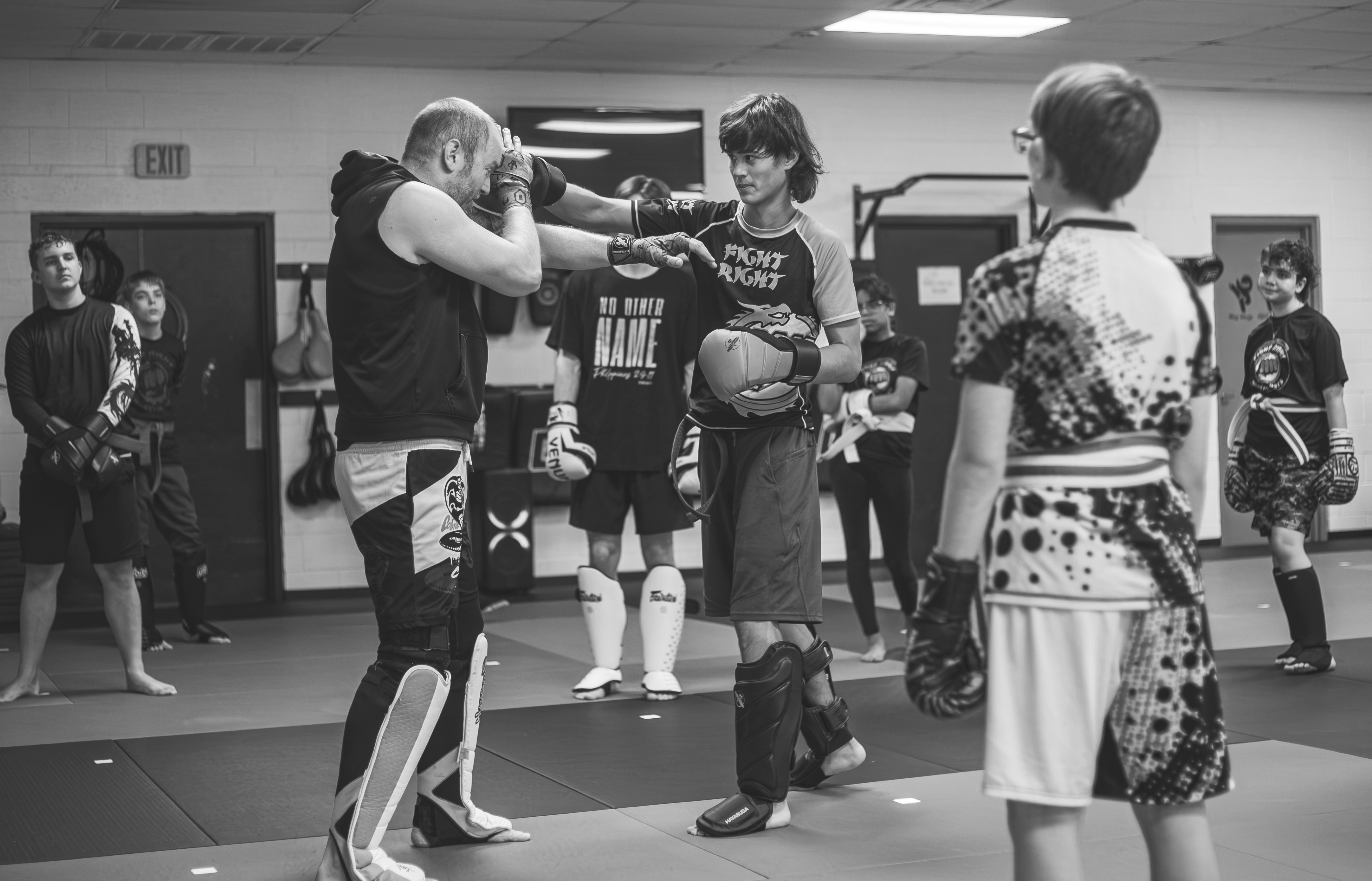 Students training at Fight Right Martial Arts with instructor guidance during class.