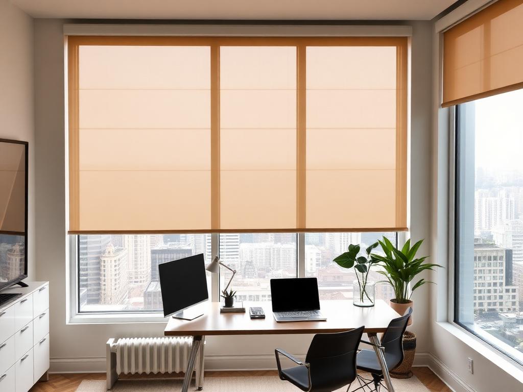 Panel Track Shades in a modern living room