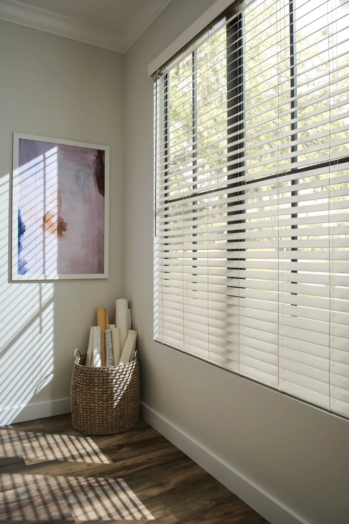 Wood Blinds in a bright kitchen