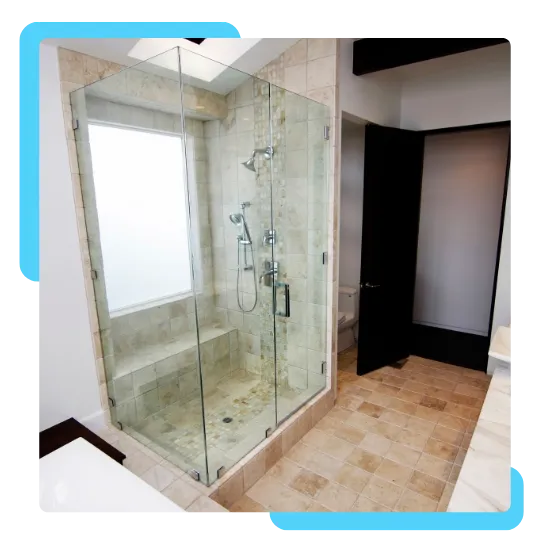 Custom shower doors in Pasadena made for a bright bathroom space 