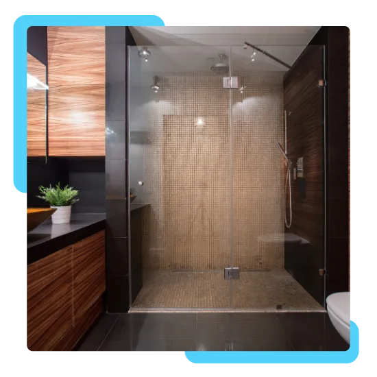 custom shower doors in Burbank made for a fitted shower space