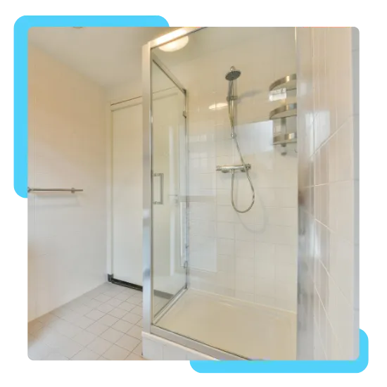 shower door installation in Burbank CA with clear glass panels