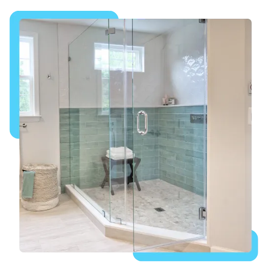 shower door installation in Burbank CA with clear glass panels