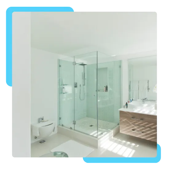Bathroom glass installation in Palmdale with smooth shower panels