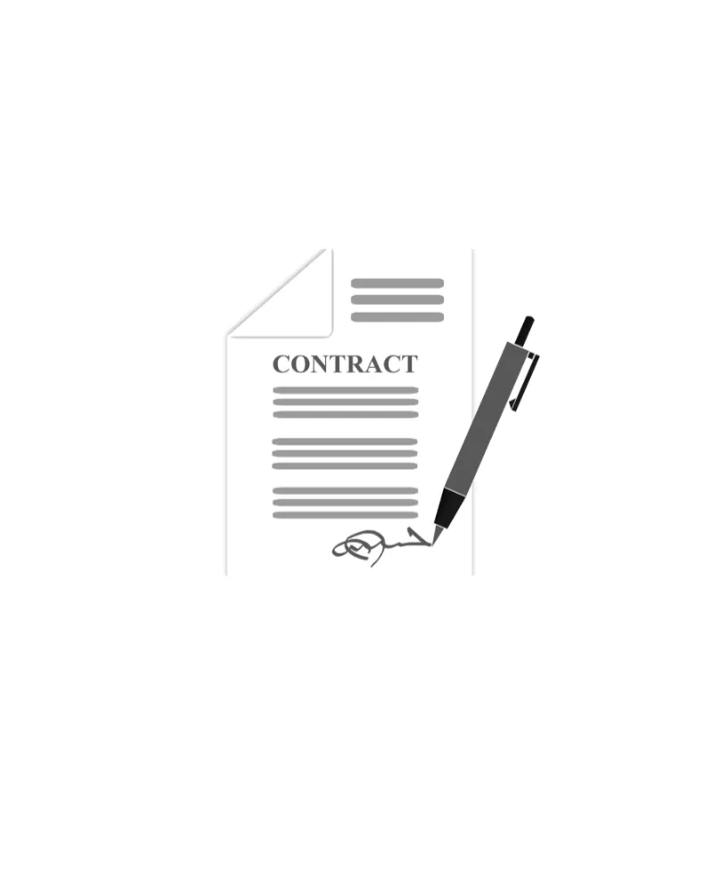 Icon of a contract document with a pen.