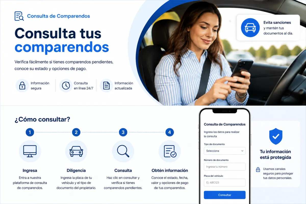 Colombian driver checking fines on mobile device