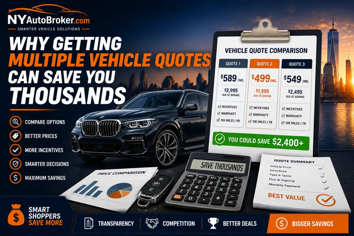 Why Getting Multiple Vehicle Quotes Can Save You Thousands featuring quote comparison tools, vehicle pricing analysis, and smart vehicle shopping strategies for New York drivers.