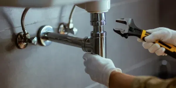 Trash bin cleaning technician standing next to professional cleaning truck in a residential neighborhood