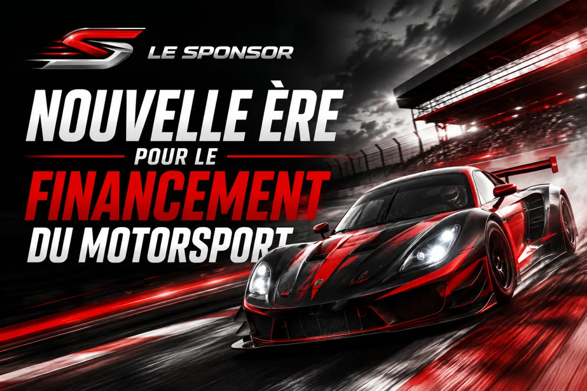 Nouvelle ère pour le financement du motorsport – voiture de course représentant l'évolution des commandites et du marketing d'affiliation dans le sport automobile.