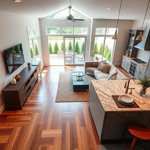 Modern renovated Arlington TX home interior with spacious living room, sleek furnishings, hardwood floors, stylish kitchen, and landscaped backyard