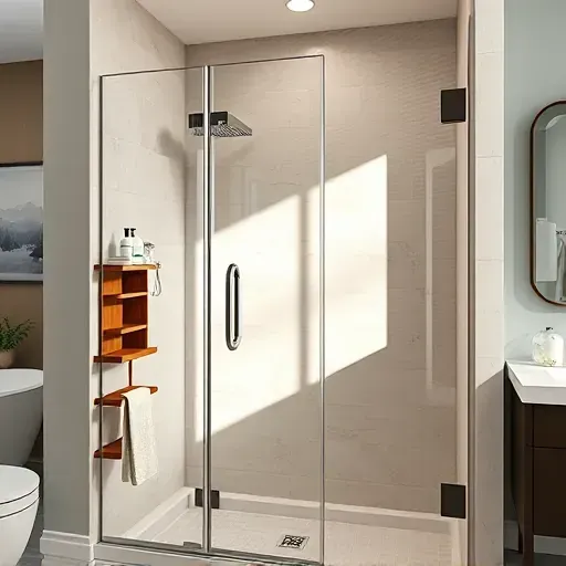 Renovated modern shower in Arlington Texas with sleek fixtures, glossy tiles, glass enclosure, and stylish decor