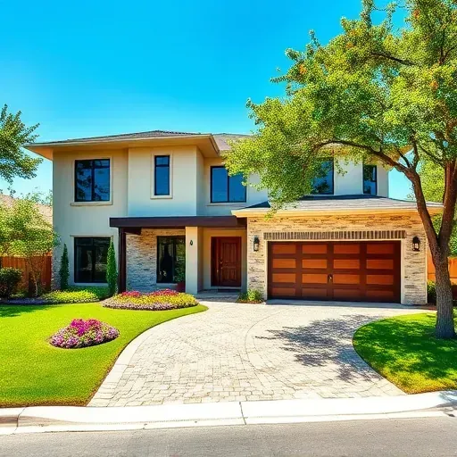 Completed modern residential project in Woodland West TX with energy-efficient windows and vibrant landscaping.