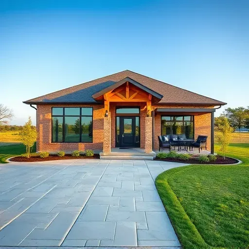 Modern residential home in South Midlothian, TX, featuring clean lines, landscaped yard and elegant driveway.