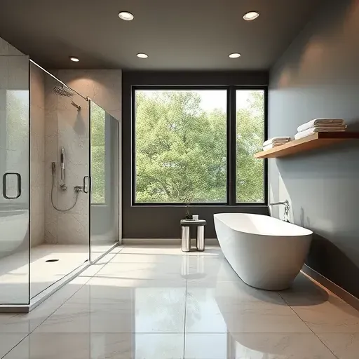 Remodeled North Cedar Hill TX bathroom with walk-in shower, freestanding tub, modern fixtures, natural light, and high-end finishes