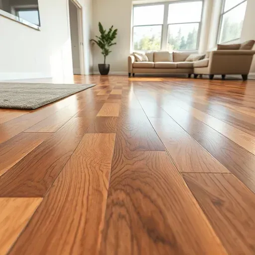 Close-up of polished hardwood flooring with intricate grain patterns in a modern Arlington TX interior featuring natural light and sleek decor