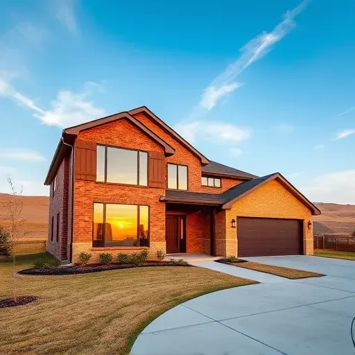 Modern Texas home in East Arlington, featuring sleek architecture, landscaped yard, and bright blue sky.