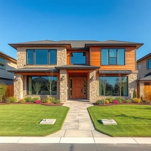 Modern residential home in Euless TX featuring sleek architecture, natural stone cladding, and landscaped yard.