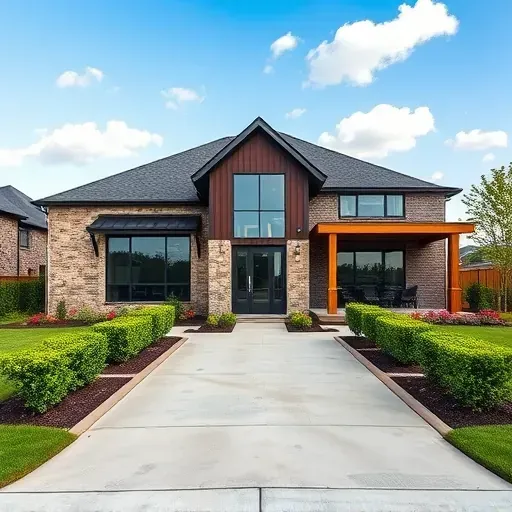 Modern residential home in Woodland West TX with sleek facade, large windows, and inviting landscaping.