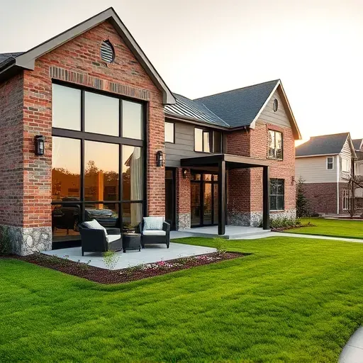 Modern residential home in Central Grand Prairie TX with elegant design, lush lawn, and stylish porch furniture.