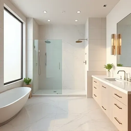 Freshly remodeled bathroom in Central Mansfield TX with sleek fixtures, walk-in shower, marble countertops, and natural light.