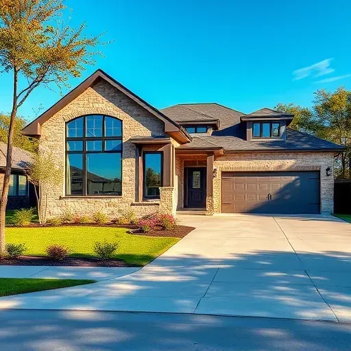 Stunning completed General Contractor project in North Arlington TX showcasing a modern home with lush landscaping and a clear sky.