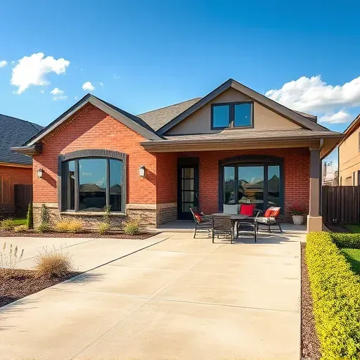 Modern residential home in West Euless, TX with brick and stucco facade, landscaped yard, and stylish porch.
