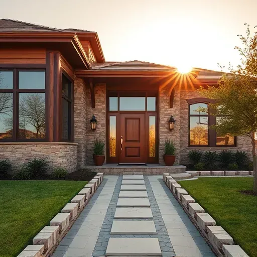 Completed residential project in North Grand Prairie TX featuring modern design, stone accents, and manicured lawn.
