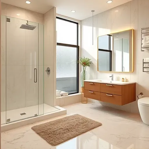 Recently renovated Arlington bathroom features modern fixtures, a spacious glass shower, and elegant marble tiles.